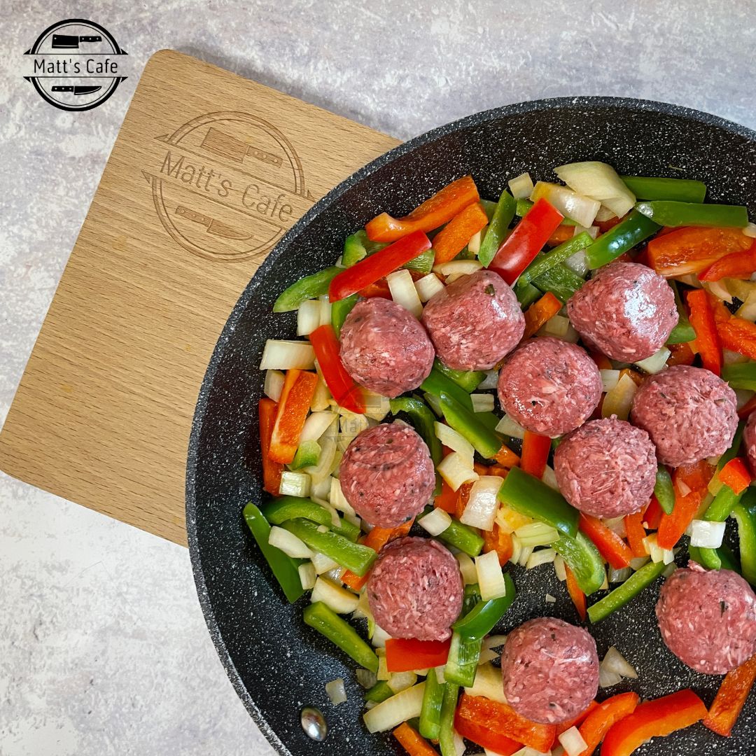 Meatballs and peppers